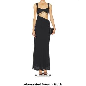 Elegant Black Fringe Maxi Dress
